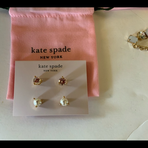 (REDUCED) KATE SPADE PEARL/CUBIC ZIRCONIA PR OF EARRINGS - Picture 2 of 3